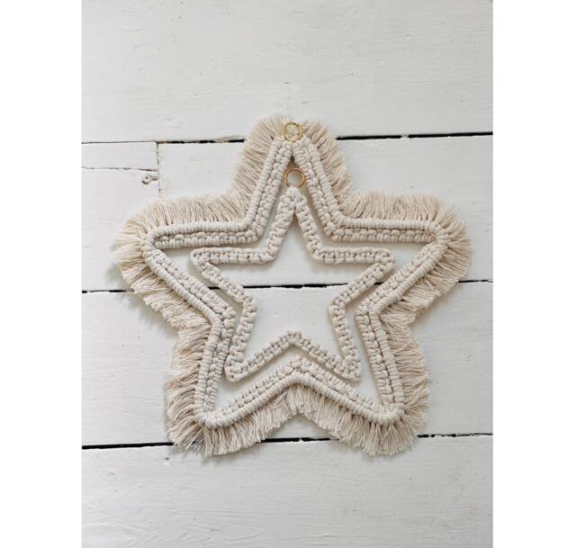 Handmade Macrame Star Wall Hanging, Boho Home Decor - image 1