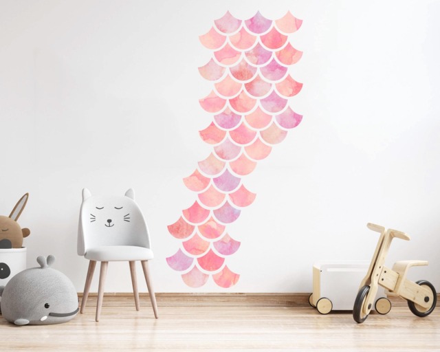 Watercolor Mermaid Scale Fabric Wall Decals - Pack Of 40 - image 1