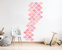 Watercolor Mermaid Scale Fabric Wall Decals - Pack Of 40 - thumbnail 1