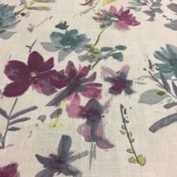 Cotton Curtains Cafe Kitchen Valance Panels Water Color Flowers - thumbnail 4
