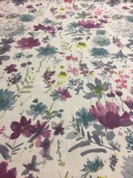 Cotton Curtains Cafe Kitchen Valance Panels Water Color Flowers