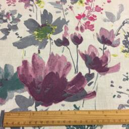 Cotton Curtains Cafe Kitchen Valance Panels Water Color Flowers - thumbnail 3