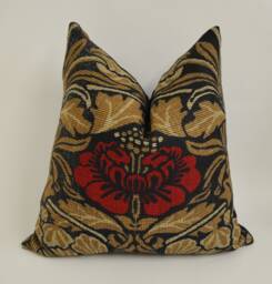 William Morris - Tulip & Rose Black/Linen Cushion Cover Throw Pillow Designer Home Decor - thumbnail 1