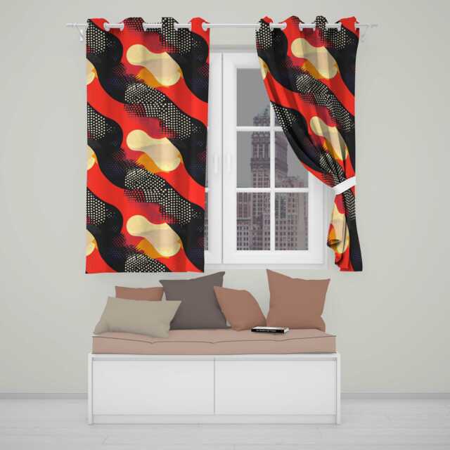 Abstract Halftone Pop Art Texture Bold Color Splash Seamless Pattern Readymade Eyelet Ring Top Thermal 100% Blackout Curtains - image 1