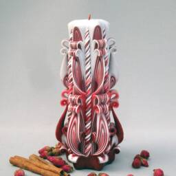 Burgundy Carved Candle Modern Home Decor Gift - thumbnail 4
