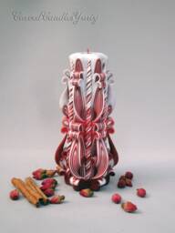 Burgundy Carved Candle Modern Home Decor Gift - thumbnail 1