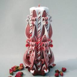 Burgundy Carved Candle Modern Home Decor Gift - thumbnail 3