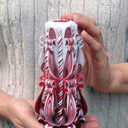 Burgundy Carved Candle Modern Home Decor Gift - thumbnail 2