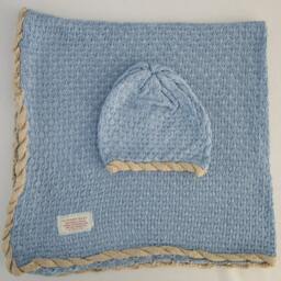 Bamboo Baby Blanket & Hat - Sky Blue - thumbnail 3