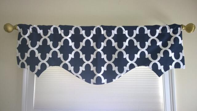 Elegant Scalloped Valance, Morrocan Shaped Red, Blue, Navy, Black, Yellow - image 1
