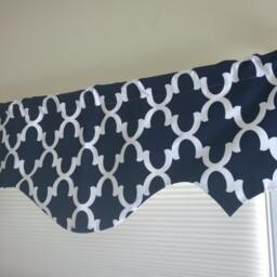 Elegant Scalloped Valance, Morrocan Shaped Red, Blue, Navy, Black, Yellow - thumbnail 2