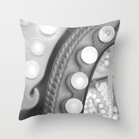 Carnival Pillow Carousel Lights Black & White - 16x16 18x18 20x20 Cover - image 1