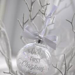 Snow Filled Personalised First Christmas Bauble Rose Gold, Christmas, Baby Gift, New Bauble, 2025 - thumbnail 2