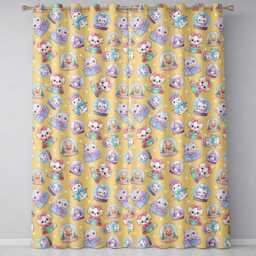 Cute Christmas Kittens Puppies Snow Globes Gold Background Seamless Pattern Readymade Eyelet Ring Top Thermal 100% Blackout Curtains - thumbnail 2