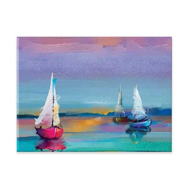 Colorful Sailboats Canvas Print, Seascape Wall Art, Ready To Hang - image 1