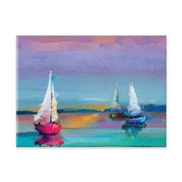 Colorful Sailboats Canvas Print, Seascape Wall Art, Ready To Hang - thumbnail 1