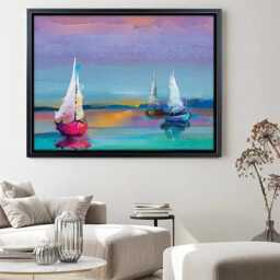 Colorful Sailboats Canvas Print, Seascape Wall Art, Ready To Hang - thumbnail 3