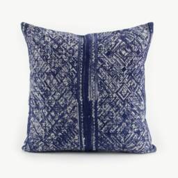 Hmong Hill Tribe Pillow Cover - Indigo Batik, Vintage Cotton - 16x16 - thumbnail 1