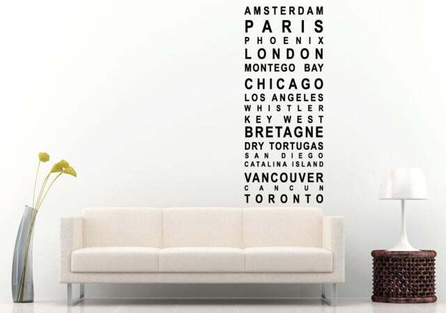 Major City Names Of The World Wall Decal Vinyl Sticker Mural Room Decor L1089 - image 1