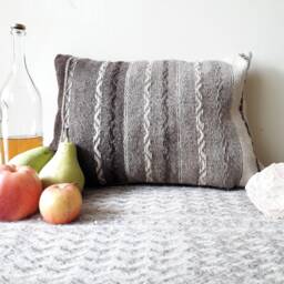 Handwoven Wool Pillow Cover Natural Brown & White, Rustic Home Decor - thumbnail 4