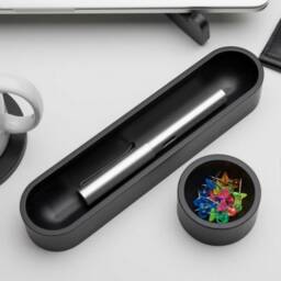 Black Oval Pen Tray, Modern Wood Pencil Holder, Minimalist Desk Accessory, Stationery Office Organizer, Gifts , Desk Tidy - thumbnail 2