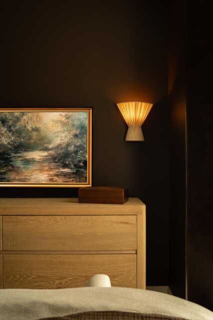 Flume Cloth Wall Light Sand Beige Minimalist Bedside Lamp, Bali Home D??cor - image 1