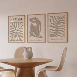 Beige Set Of 3 Abstract Henri Matisse Prints, Modern, Gallery Wall Art, Bedroom, Living Room Decor, Neurtal 2459 - thumbnail 3