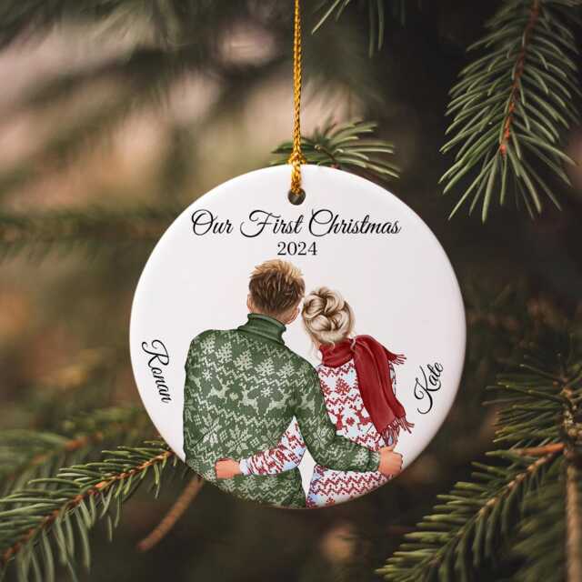 Personalized First Christmas Ornament Mr & Mrs Bauble, Newlywed Gift - image 1
