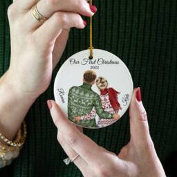 Personalized First Christmas Ornament Mr & Mrs Bauble, Newlywed Gift - thumbnail 2