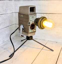 Vintage 1950S Camera Lamp Repurposed Retro Light, Industrial Desk Lamp, Unique Lighting