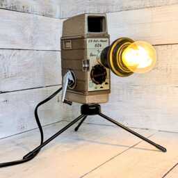 Vintage 1950S Camera Lamp Repurposed Retro Light, Industrial Desk Lamp, Unique Lighting - thumbnail 3