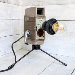 Vintage 1950S Camera Lamp Repurposed Retro Light, Industrial Desk Lamp, Unique Lighting - thumbnail 2