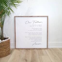The Lord's Prayer Art Large Wood Sign Christian Scripture Bible Verse Painted Jesus Our Father Church Wall Decor Pastor Gift Painting - thumbnail 2