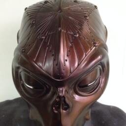 Chameleon Alien Mask Hand-Painted Space Helmet, Festival Costume - thumbnail 2