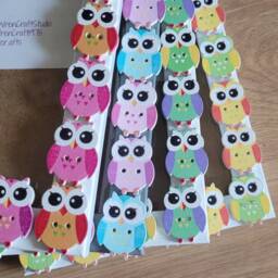 Colourful Wooden Owl Button Photo Frame 4 X 6 Inches