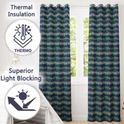 starry Night Pine Trees Landscape Seamless Pattern Readymade Eyelet Ring Top Thermal 100% Blackout Curtains - thumbnail 3