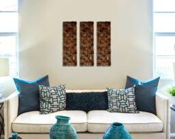 Pine Wood Mosaic Wall Art Set Of 3 Scandinavian Panels - thumbnail 1