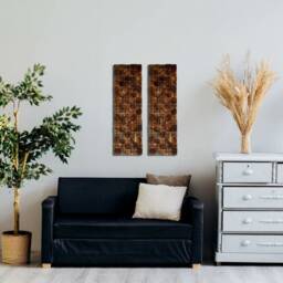 Pine Wood Mosaic Wall Art Set Of 3 Scandinavian Panels - thumbnail 3