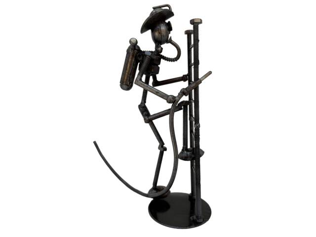 Firefighter 9 Inches High 100% Handmade. Made Out Of Scrap Metal. A Incredible Gift For Firefighters - image 1