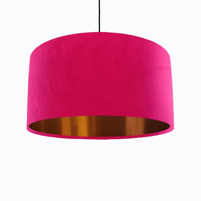 Cerise Pink Lampshade in Velvet With Copper Lining - image 1