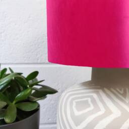 Cerise Pink Lampshade in Velvet With Copper Lining - thumbnail 2
