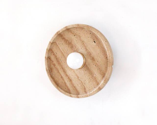 Travertine Round Modern Light Fixture Sconce Vanity Wall Kitchen Lighting Powder Room - image 1
