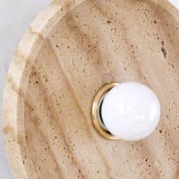 Travertine Round Modern Light Fixture Sconce Vanity Wall Kitchen Lighting Powder Room - thumbnail 4