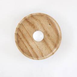 Travertine Round Modern Light Fixture Sconce Vanity Wall Kitchen Lighting Powder Room - thumbnail 2