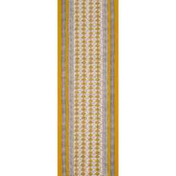 Handmade Cotton Block Printed Rug - 3x12 Feet Yellow & Blue Dhurrie Living Room Carpet - thumbnail 2