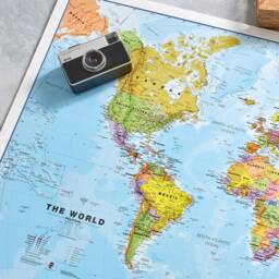 Political World Map With Flags Poster - Home, Wall Hanging, Map Of The World, Push Pin Map, Gift, Study, World Free Shipping - thumbnail 2