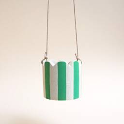 Small Stripy Hanging Pot - Choose Your Colours - thumbnail 3
