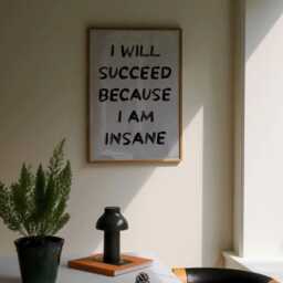 I Will Succeed Because Am Insane Poster - Motivational Office Print Hustle Mindset Quotes Lock in Wall Art Money - thumbnail 3