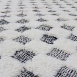 White Moroccan Rug - Tufted Modern Living Room & Black Checkered Contemporary Area - thumbnail 3