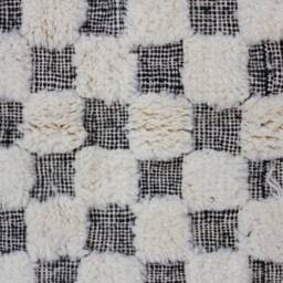White Moroccan Rug - Tufted Modern Living Room & Black Checkered Contemporary Area - thumbnail 2